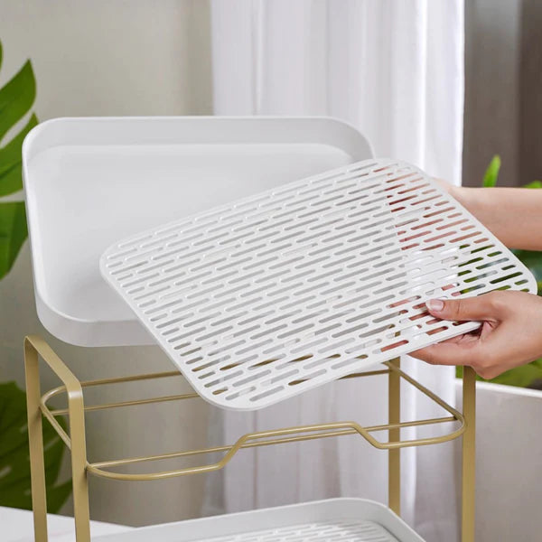 Double Decker Organiser Rack White Gold