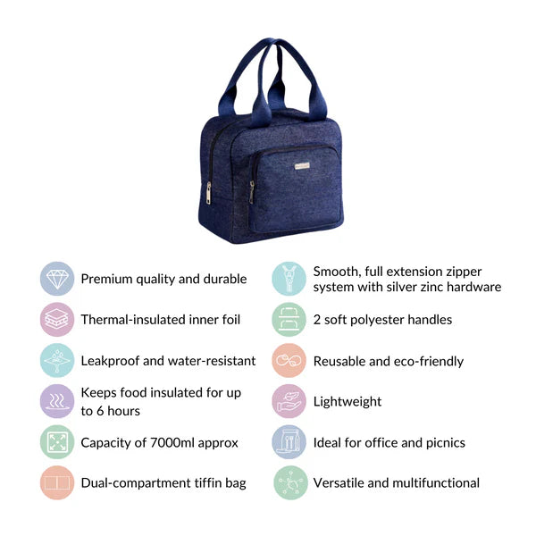 Thermal Insulated Denim Lunch Bag