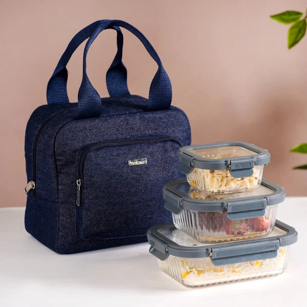 Thermal Insulated Denim Lunch Bag