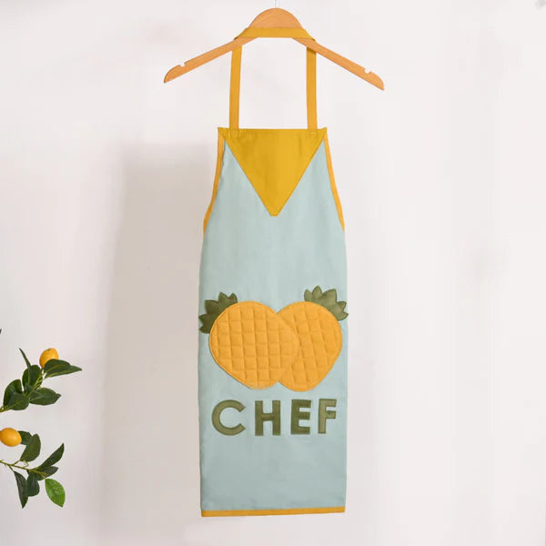 Pineapple Chef Apron With Mitten And Pot Holder